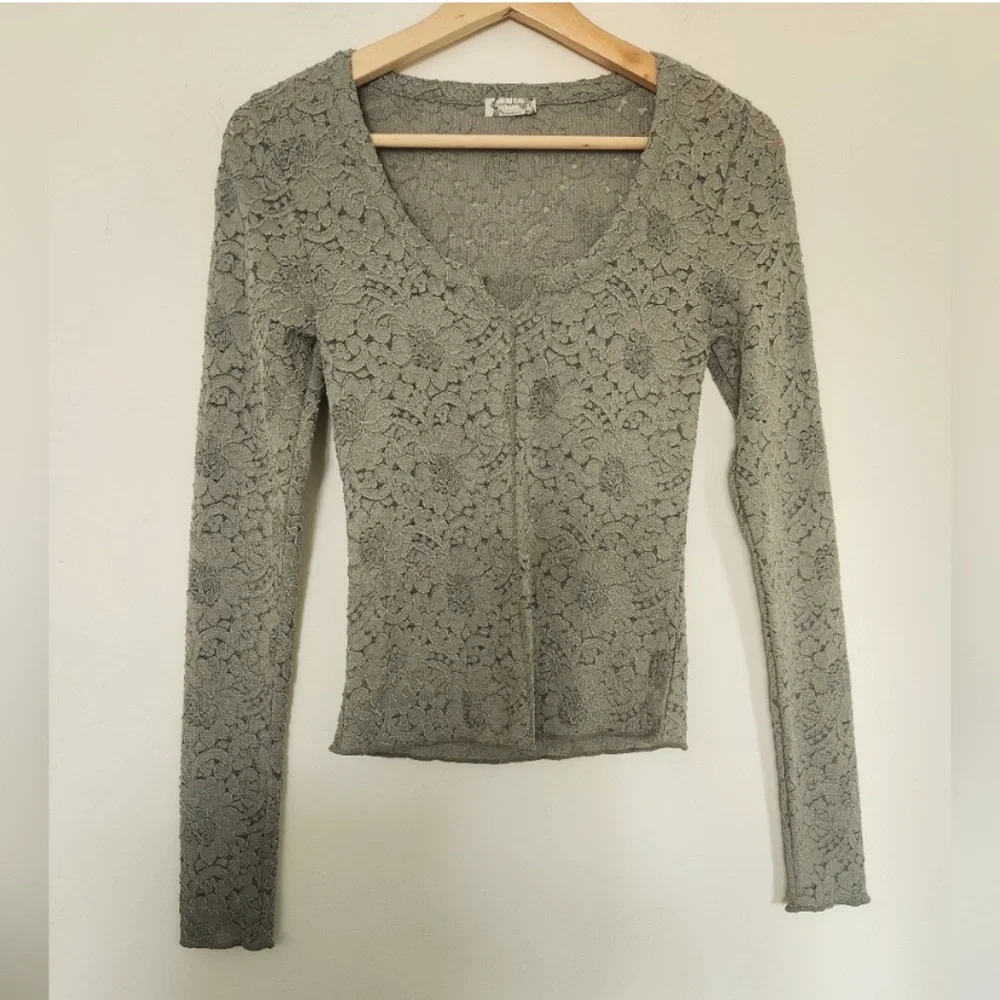 NWOT | Free People | Cloud Ride | Lace | Notch Neck | LS | Sage | XS